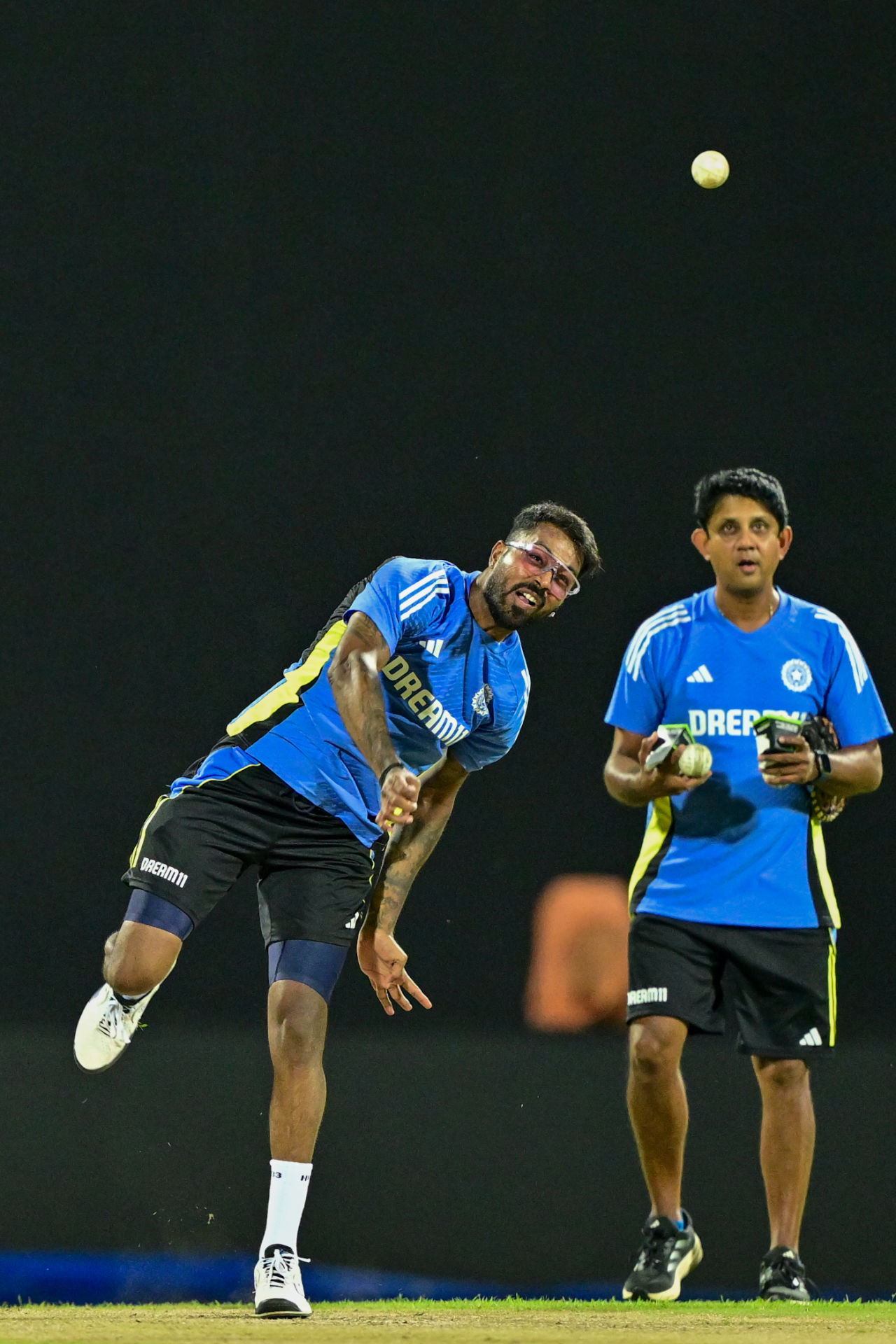 Hardik Pandya tries his hand at some spin bowling, Pallekele, July 25, 2024