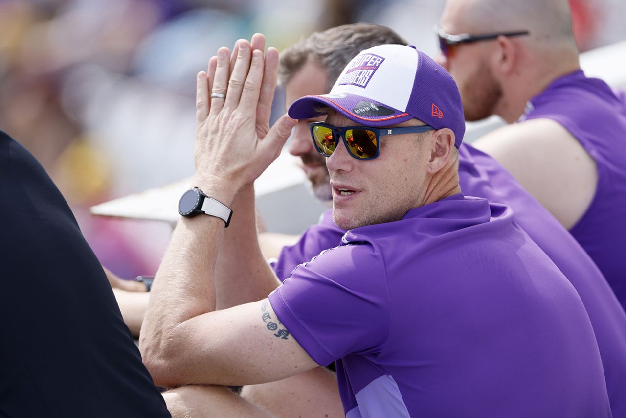 Andrew Flintoff watches on ahead of his first game as head coach, Northern Superchargers vs Trent Rockets, Headingley, The Hundred, July 26, 2024