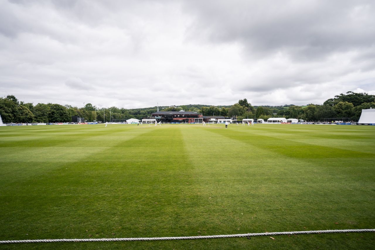 Green and grey grace Test whites in Belfast, Ireland vs Zimbabwe, Only Test, Belfast, 3rd day, July 27, 2024