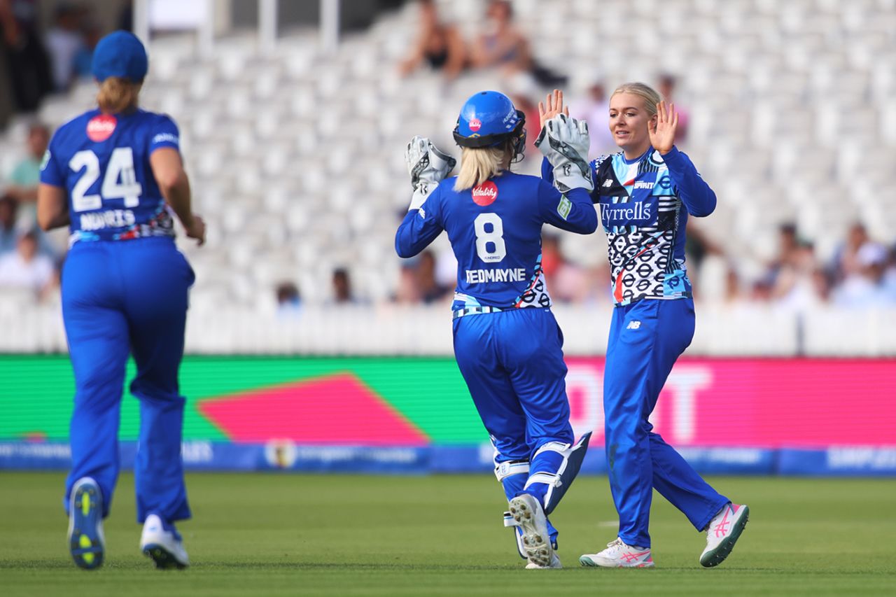 Sarah Glenn claimed three in a set at the death, London Spirit vs Birmingham Phoenix, Women's Hundred, Lord's, July 27, 2024