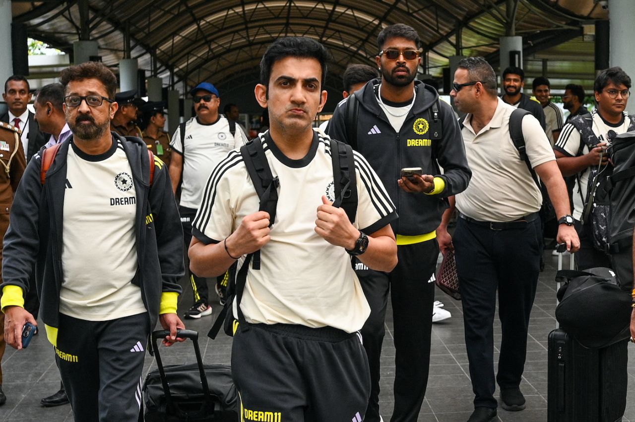 Gautam Gambhir and Hardik Pandya arrive at the Bandaranaike international airport, Colombo, July 22, 2024