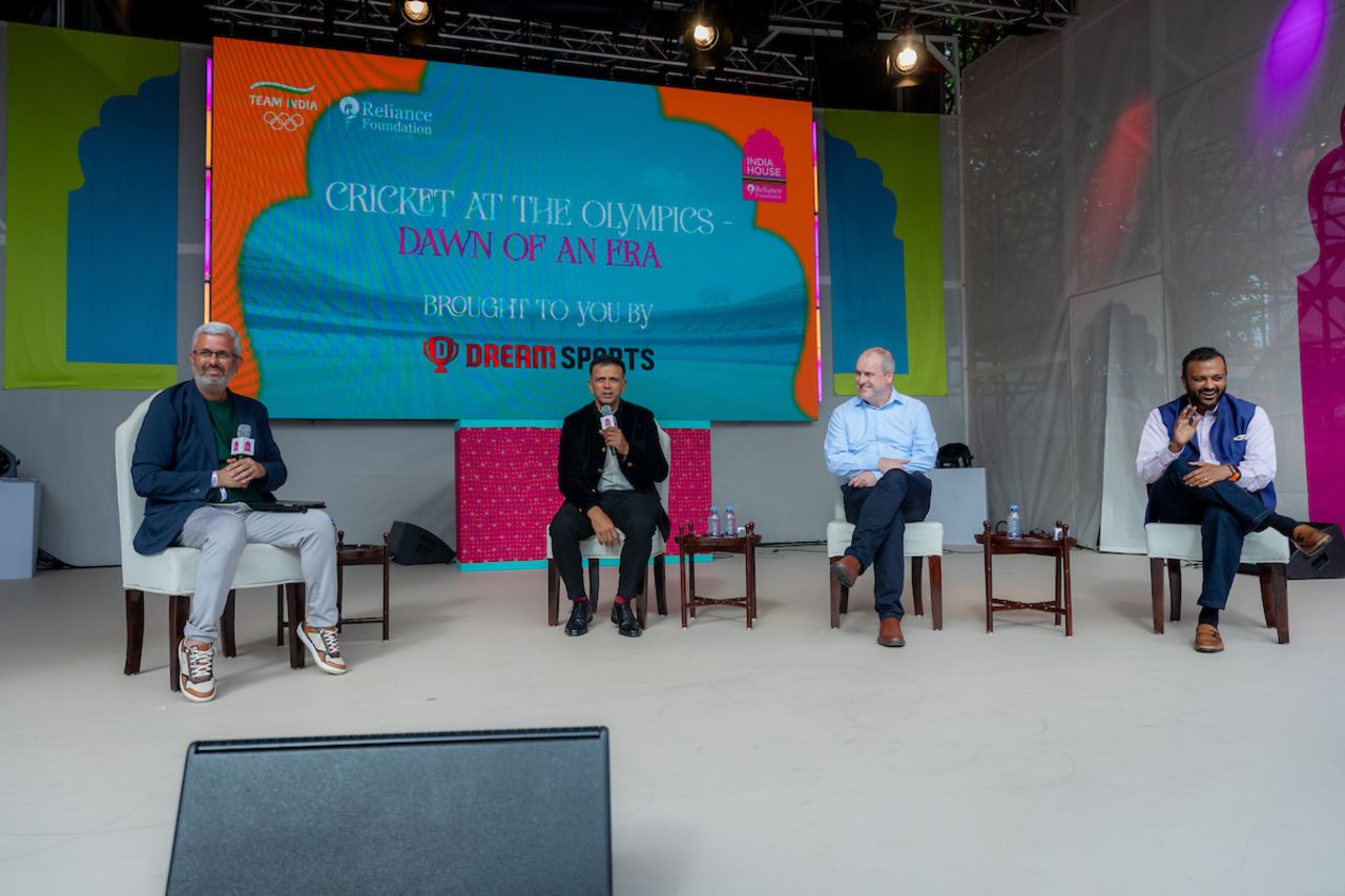 Rahul Dravid and ICC CEO Geoff Allardice spoke about cricket at the Olympics at an event, Paris, July 28, 2024
