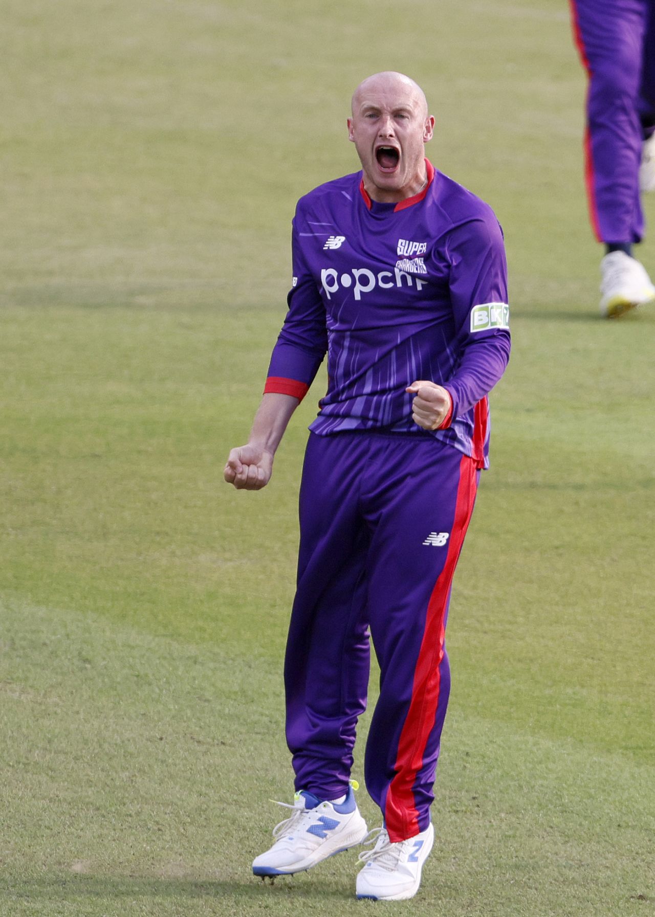Callum Parkinson roars in celebration, Northern Superchargers vs Southern Brave, Men's Hundred, Headingley, July 30, 2024