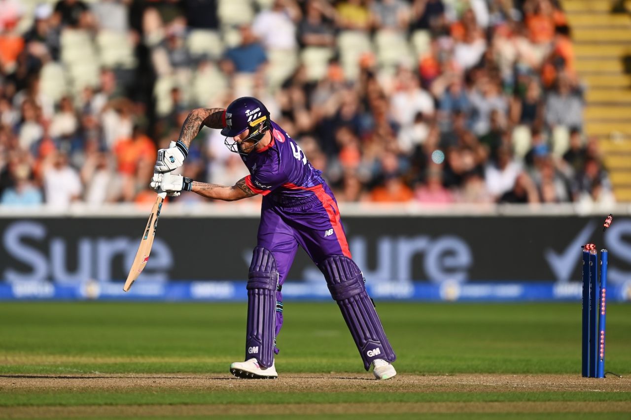 Ben Stokes was bowled first ball on his Hundred return, Birmingham Phoenix vs Northern Superchargers, The Hundred (Men's), Edgbaston, August 6, 2024