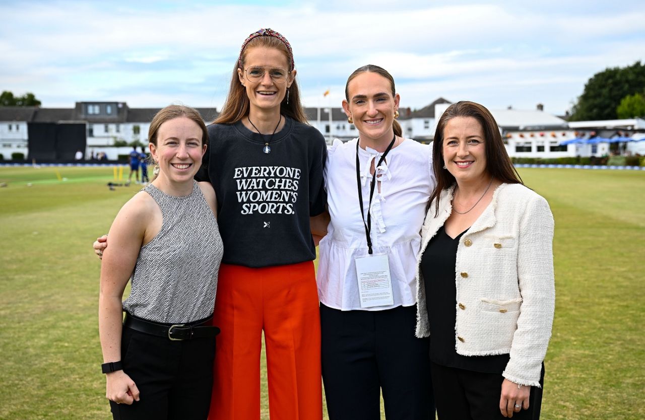 An all-female commentary crew for the series - Celeste Raack, Georgie Heath, Shauna Kavanagh and Isobel Joyce, Ireland vs Sri Lanka, 1st Women's T20I, Dublin, August 11, 2024