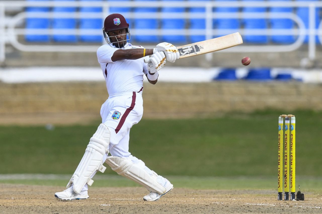 Kavem Hodge pulls one away, West Indies vs South Africa, 1st Test, Port-of-Spain, day 5, August 11, 2024