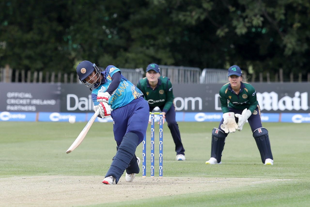 Vishmi Gunaratne hit nine fours and three sixes in her 101, Ireland vs Sri Lanka, 1st women's ODI, Belfast, August 16, 2024