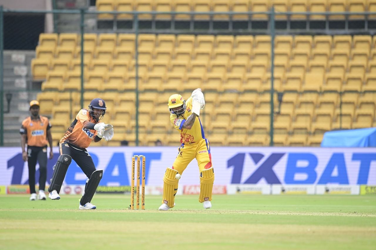 KV Siddharth struck 44 off 27 balls, Mangalore Dragons vs Hubli Tigers, Maharaja T20 Trophy, Bengaluru, August 16, 2024