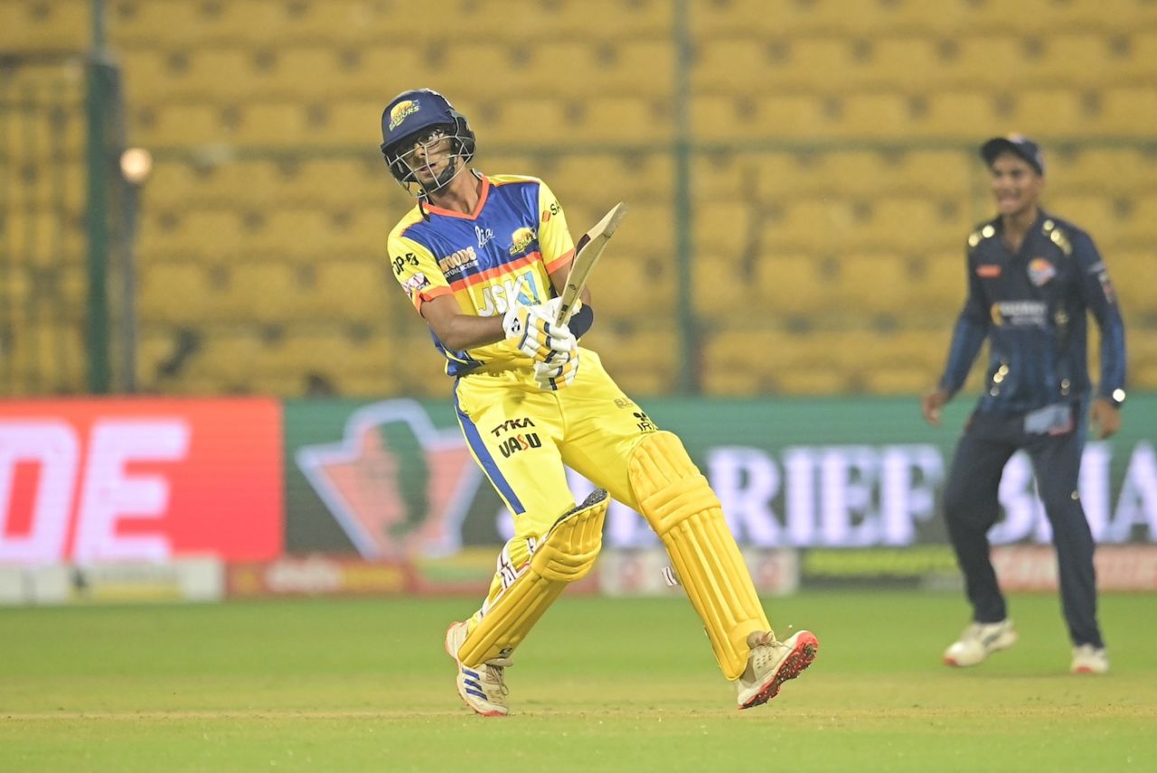 Samit Dravid in action for Mysuru Warriors, Bengaluru, August 16, 2024