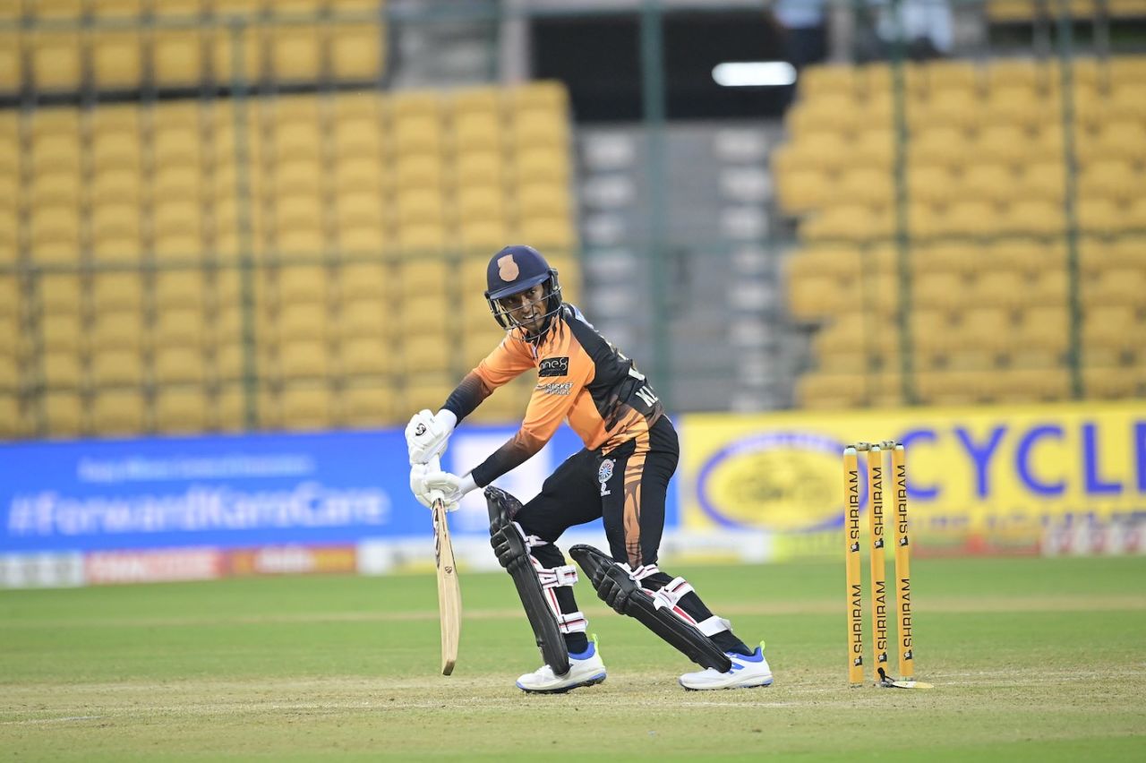 Krishnan Shrijith made 41 off 35 balls, Bengaluru Blasters vs Hubli Tigers, Maharaja T20, Bengaluru, August 19, 2024