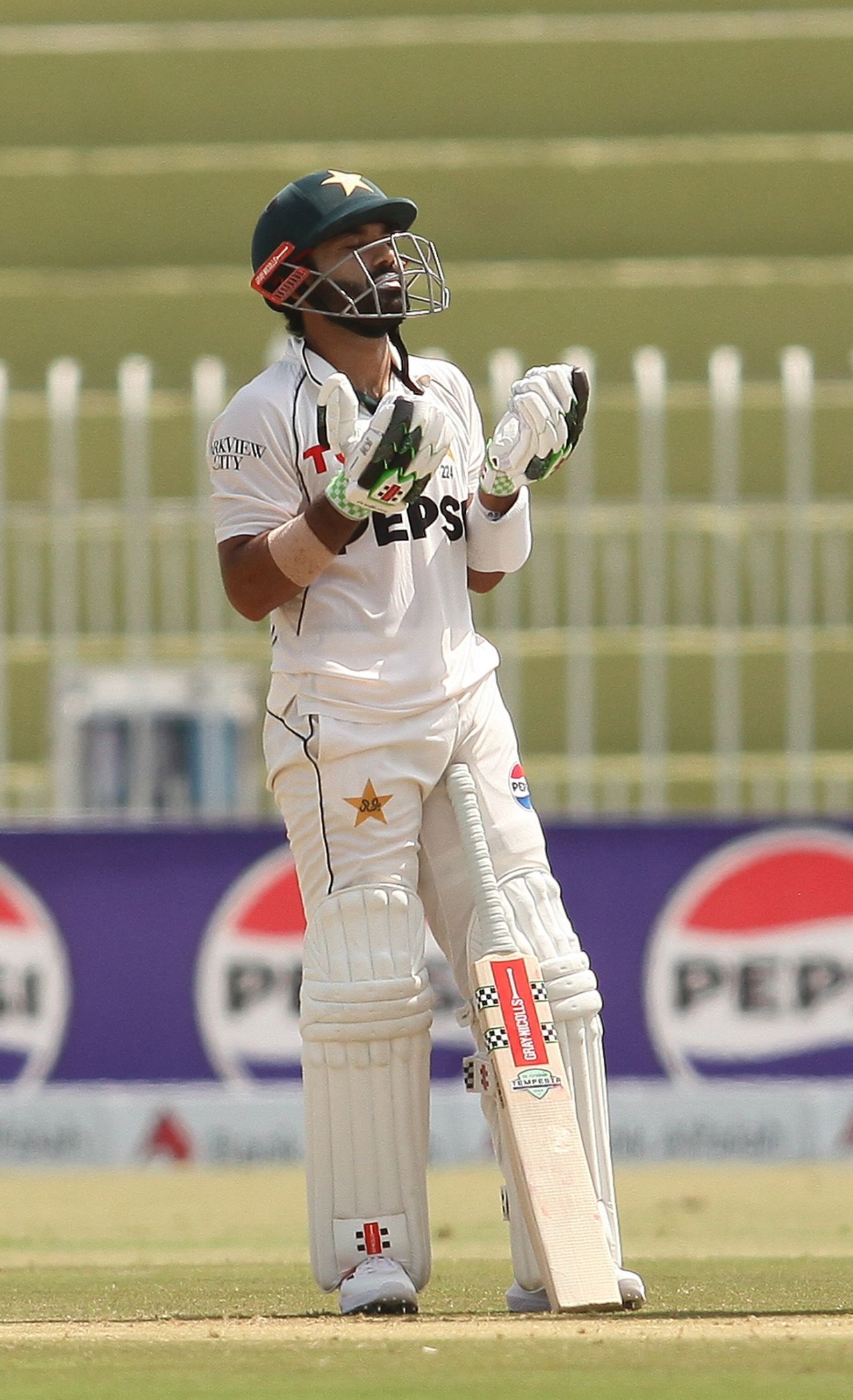 Mohammed Rizwan celebrates his half-century, Pakistan vs Bangladesh, 1st Test, day 2, Rawalpindi, August 22, 2024