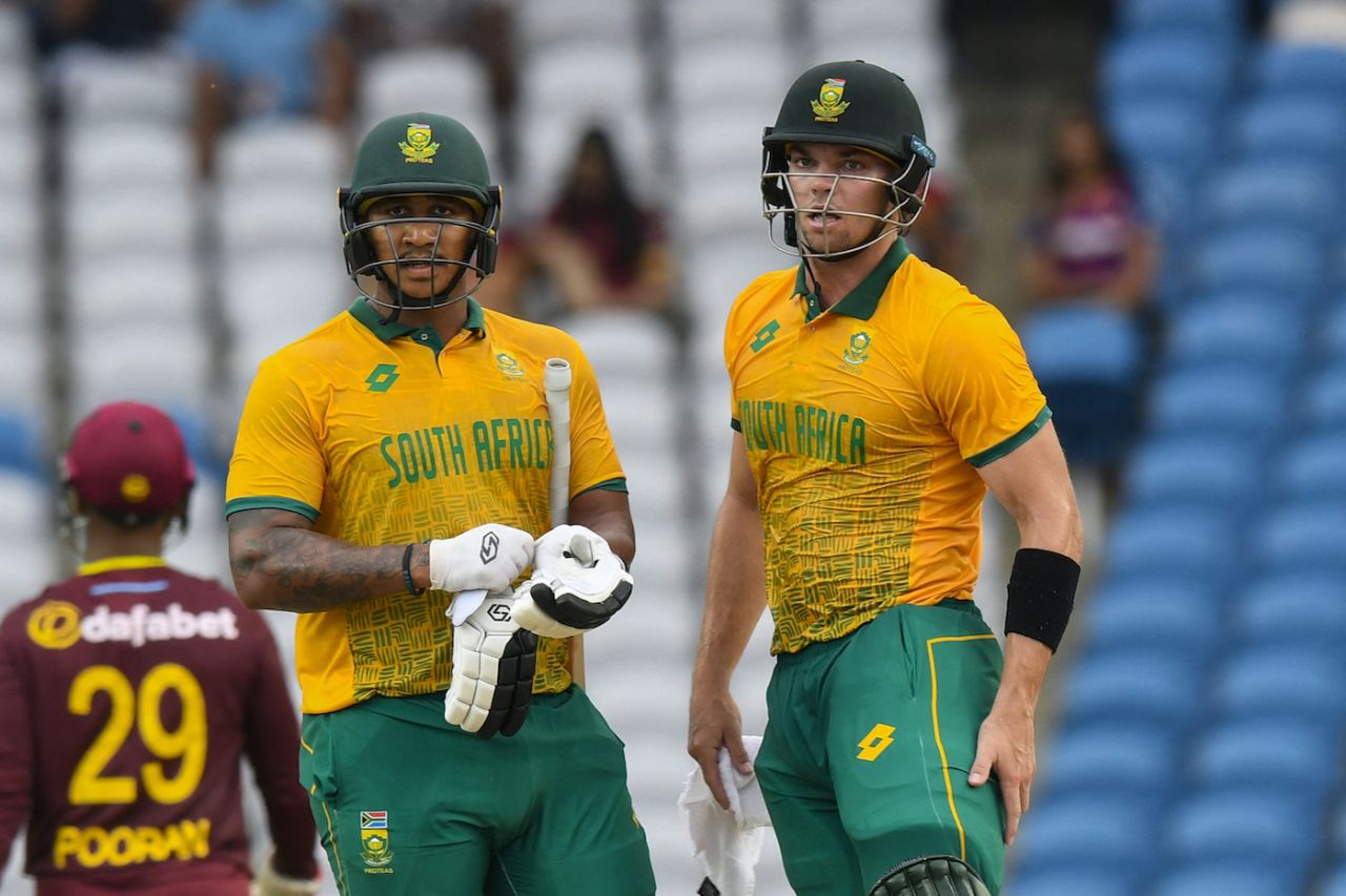 Patrick Kruger and Tristan Stubbs added 71 off 50 balls for the sixth wicket, West Indies vs South Africa, 1st T20I, Tarouba, August 23, 2024