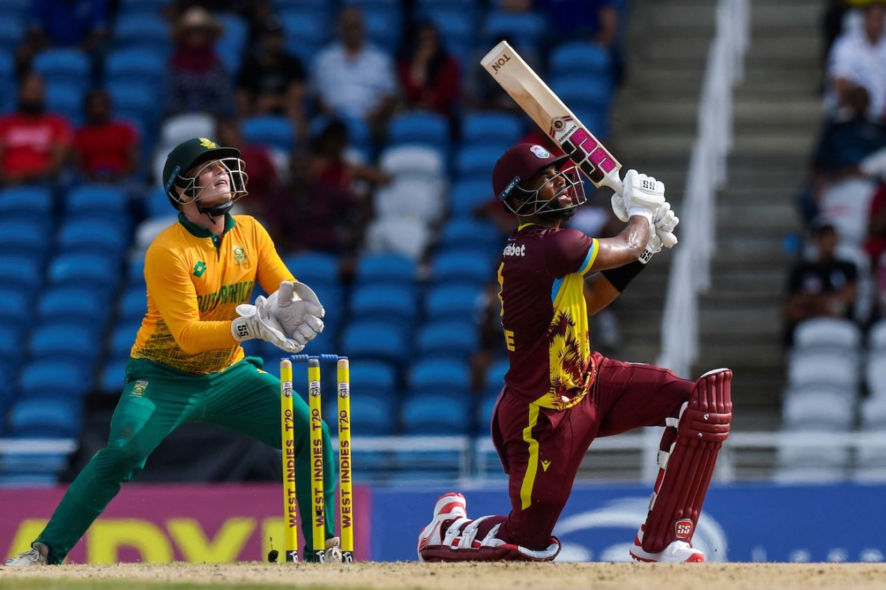 Shai Hope made an enterprising 41 off 22 balls, West Indies vs South Africa, 2nd T20I, Tarouba, August 25, 2024