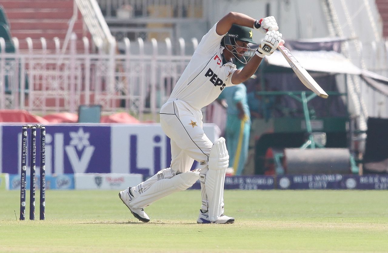 Saim Ayub settled down after a testing start, Pakistan vs Bangladesh, 2nd Test, Rawalpindi, 2nd day, August 31, 2024