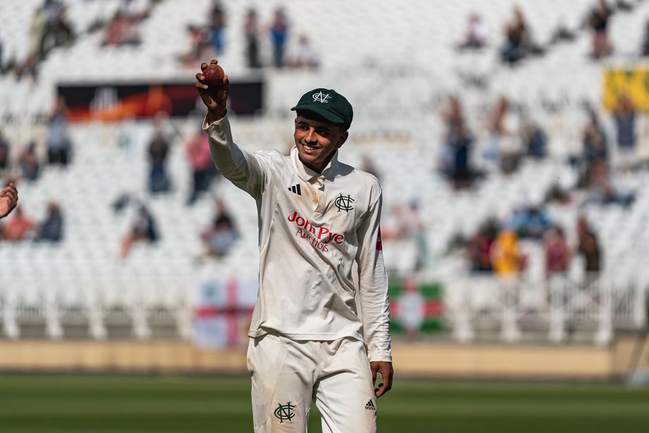Farhan Ahmed claimed figures of 7 for 140 on County Championship debut, Nottinghamshire vs Surrey, County Championship, Division One, Trent Bridge, August 30, 2024