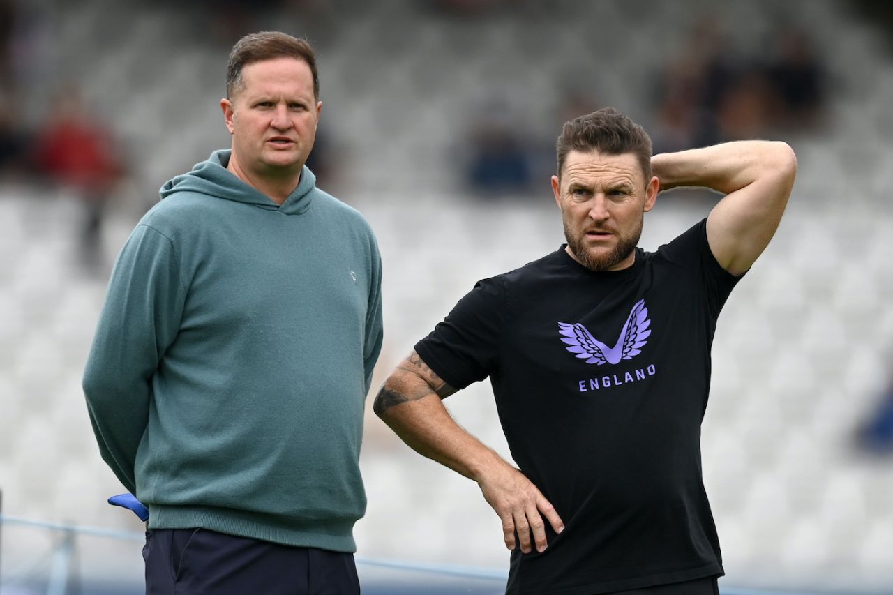 Rob Key and Brendon McCullum look on at Lord's, England vs Sri Lanka, 2nd Test, Lord's, 3rd day, August 31, 2024