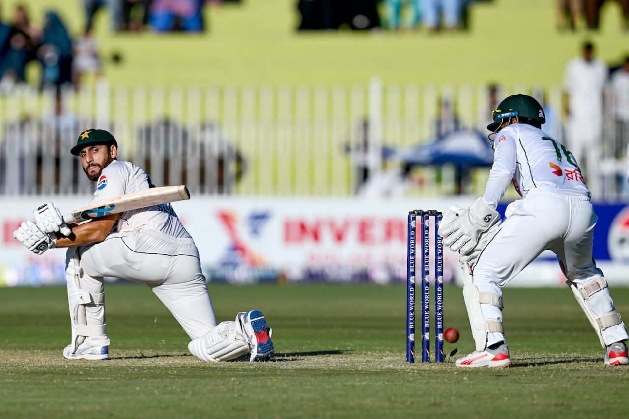 Salman Agha's 54 pushed Pakistan to 274, Pakistan vs Bangladesh, 2nd Test, Rawalpindi, 2nd day, August 31, 2024