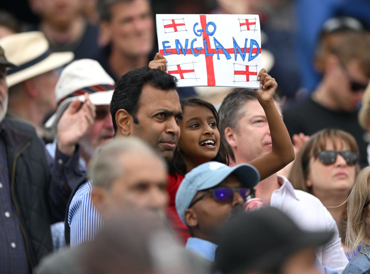 A young fan showcases a sign reading "Go England", England vs Sri Lanka, 2nd Test, Lord's, 3rd day, August 31, 2024