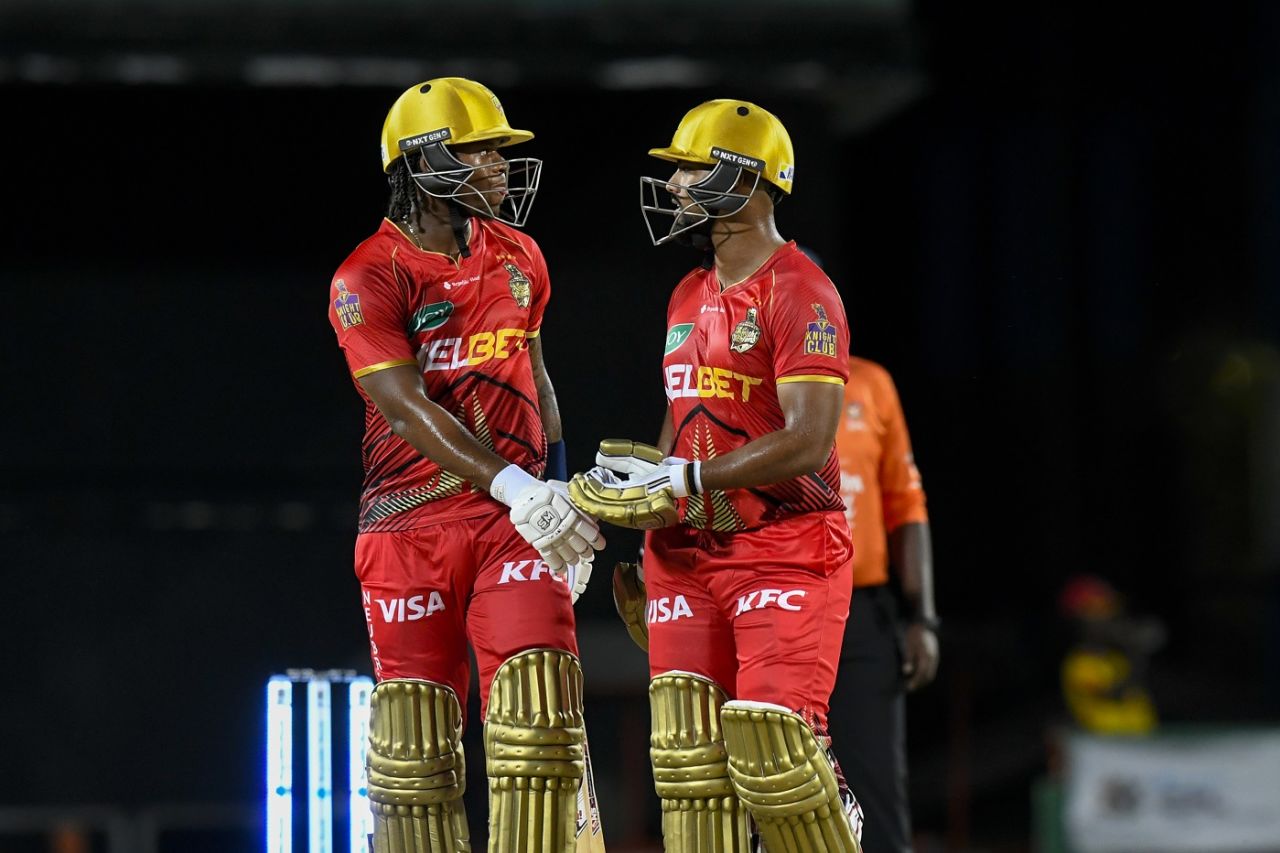 Keacy Carty and Nicholas Pooran helped Trinbago Knight Riders score 250 in 20 overs, St Kitts and Nevis Patriots vs Trinbago Knight Riders, CPL 2024, Basseterre, August 31, 2024