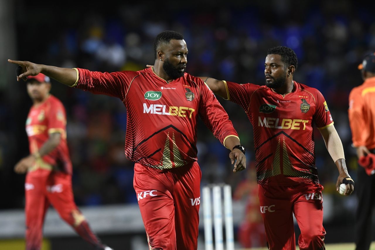 Kieron Pollard and Terrance Hinds in conversation, St Kitts and Nevis Patriots vs Trinbago Knight Riders, CPL 2024, Basseterre, August 31, 2024