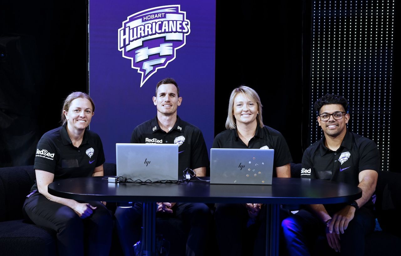 Head coach Jude Coleman, Graeme Beghin, Salliann Beams and Clive Rose at the Hurricanes table, Melbourne, September 1, 2024
