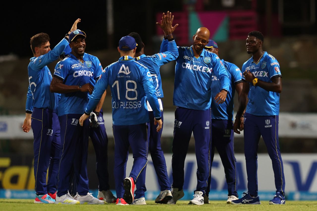 Roston Chase struck in his opening over, Antigua and Barbuda Falcons vs St Lucia Kings, CPL, North Sound, September 3, 2024