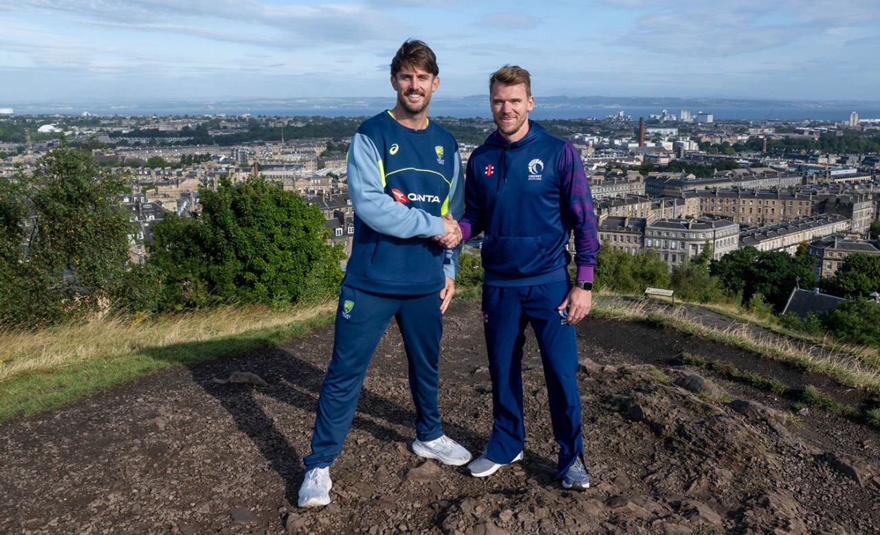 Mitchell Marsh and Richie Berrington ahead of the T20I series, Edinburgh, September 3, 2024