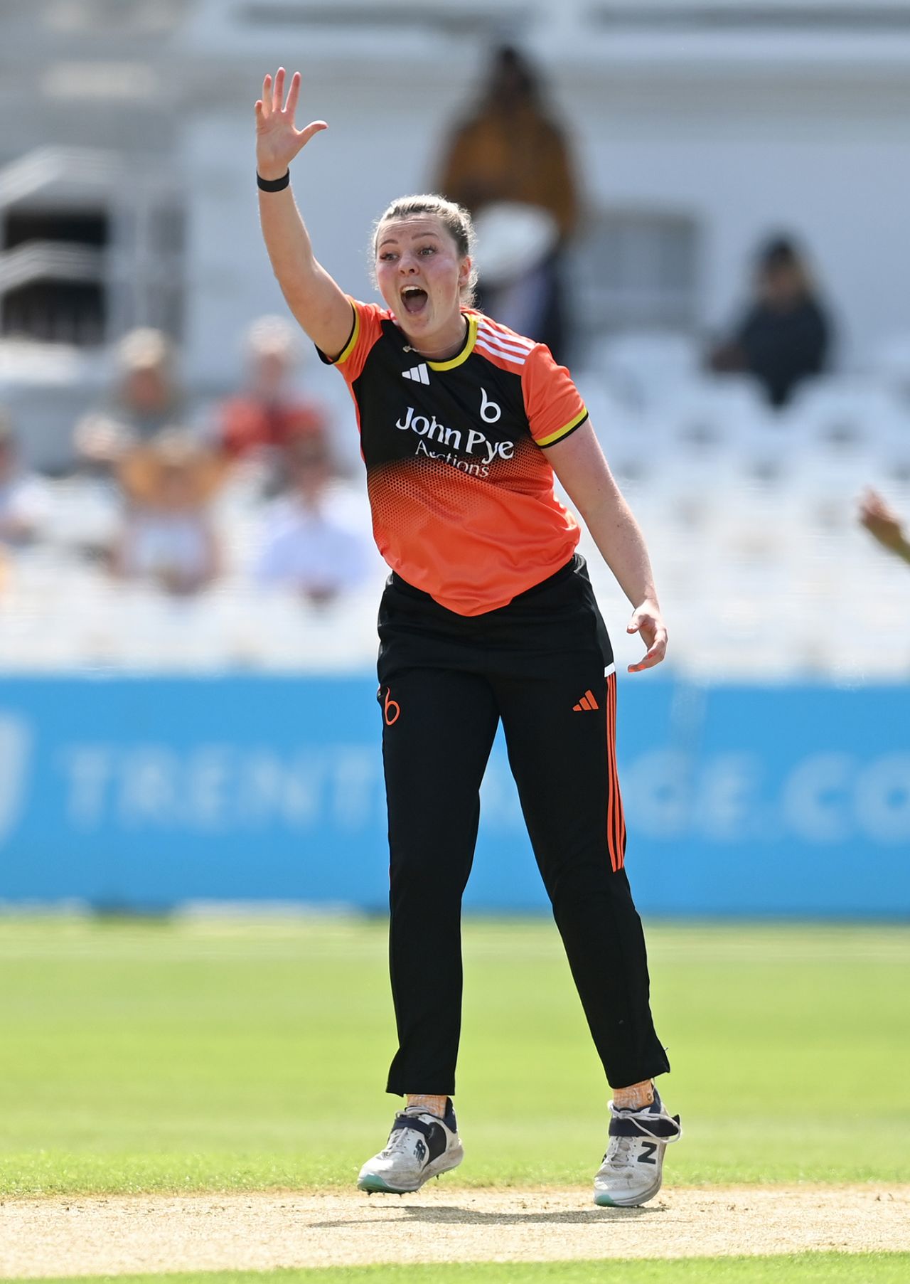 Grace Ballinger appeals for a wicket, Rachael Heyhoe Flint Trophy, The Blaze vs Western Storm, Trent Bridge May 08, 2024