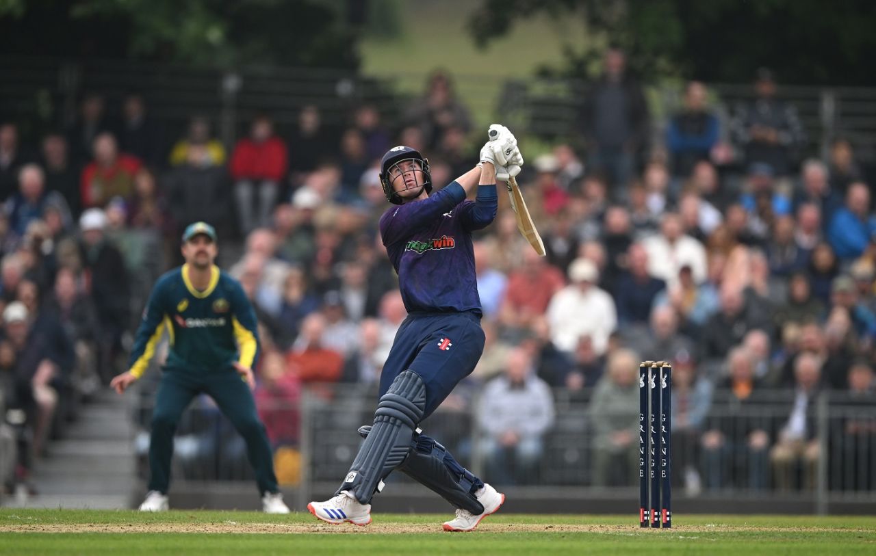 Brandon McMullen got some big hits away, Scotland vs Australia, 2nd T20I, Edinburgh, September 6, 2024