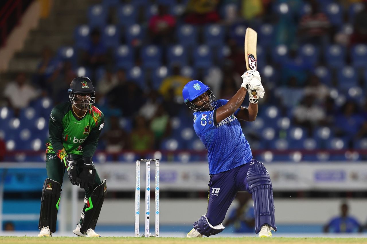 Johnson Charles hit seven sixes en route to his 42-ball 74, St Lucia Kings vs St Kitts and Nevis Patriots, CPL, Gros Islet, September 12, 2024