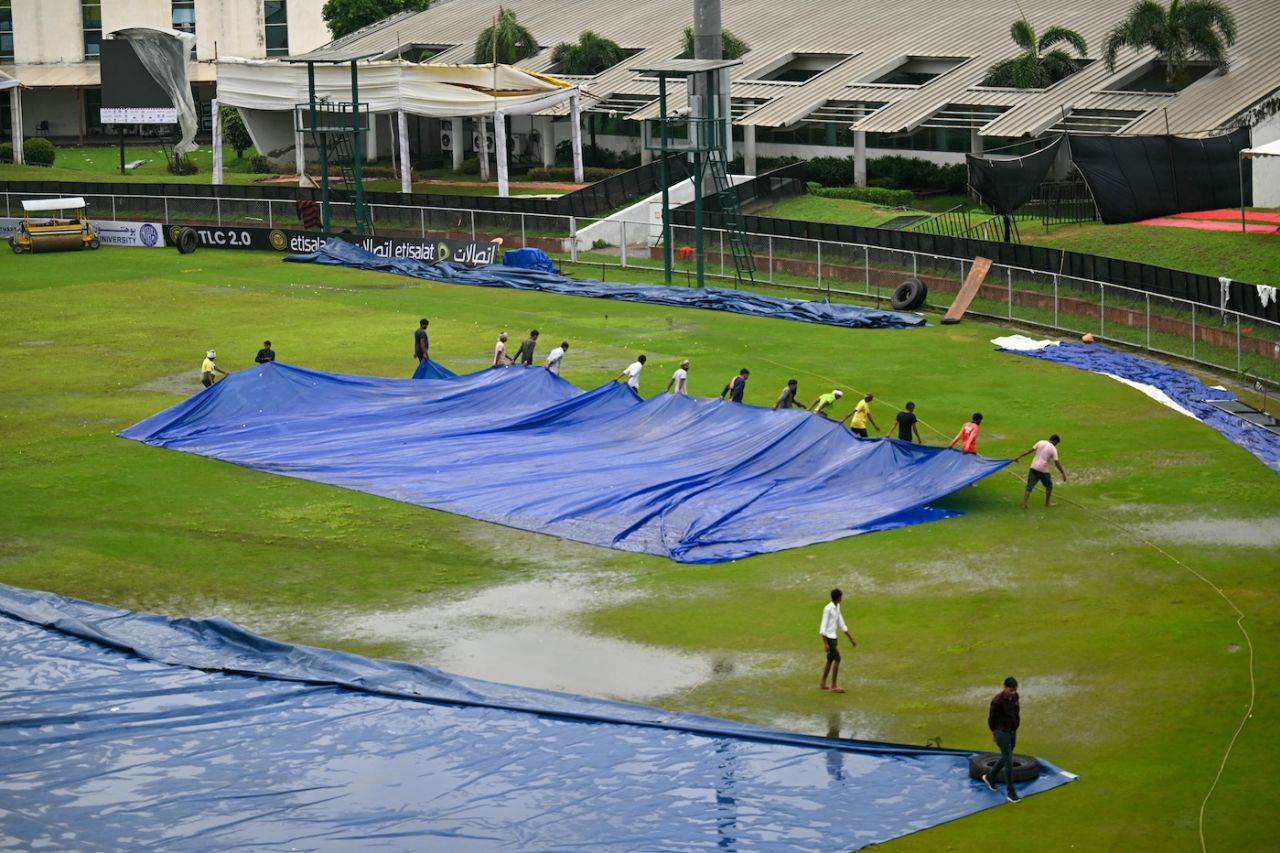 Rain kept the ground staff busy on the fifth day too, Afghanistan vs New Zealand, Only Test, 5th day, Greater Noida, September 13, 2024
