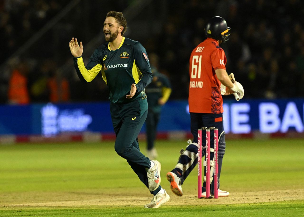 Matt Short claimed the key wicket of Phil Salt, England vs Australia, 2nd T20I, Cardiff, September 13, 2024