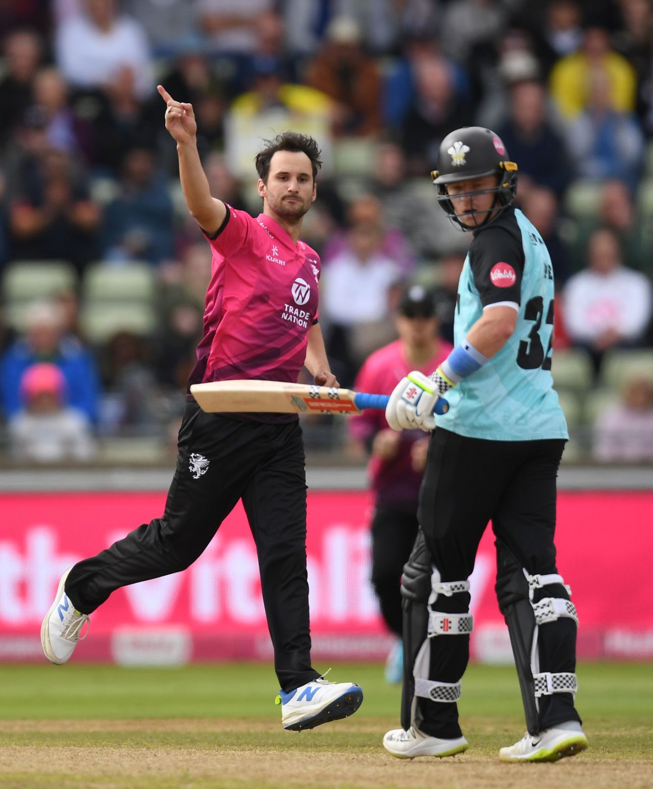 Lewis Gregory dismissed Ollie Pope in a superb spell, Surrey vs Somerset, Vitality Blast semi-final, Edgbaston, September 14, 2024