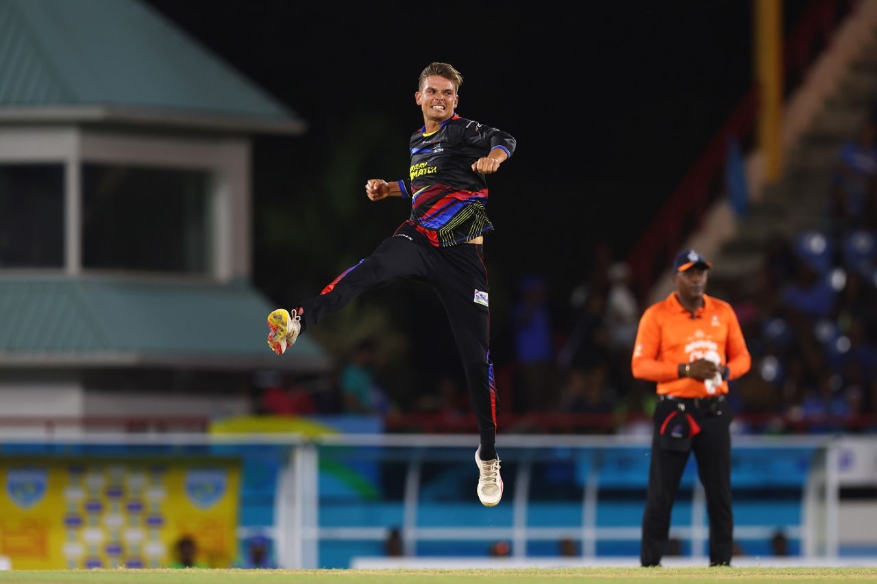 Chris Green finished with a four-for, St Lucia Kings vs Antigua and Barbuda Falcons, CPL, Gros Islet, September 15, 2024