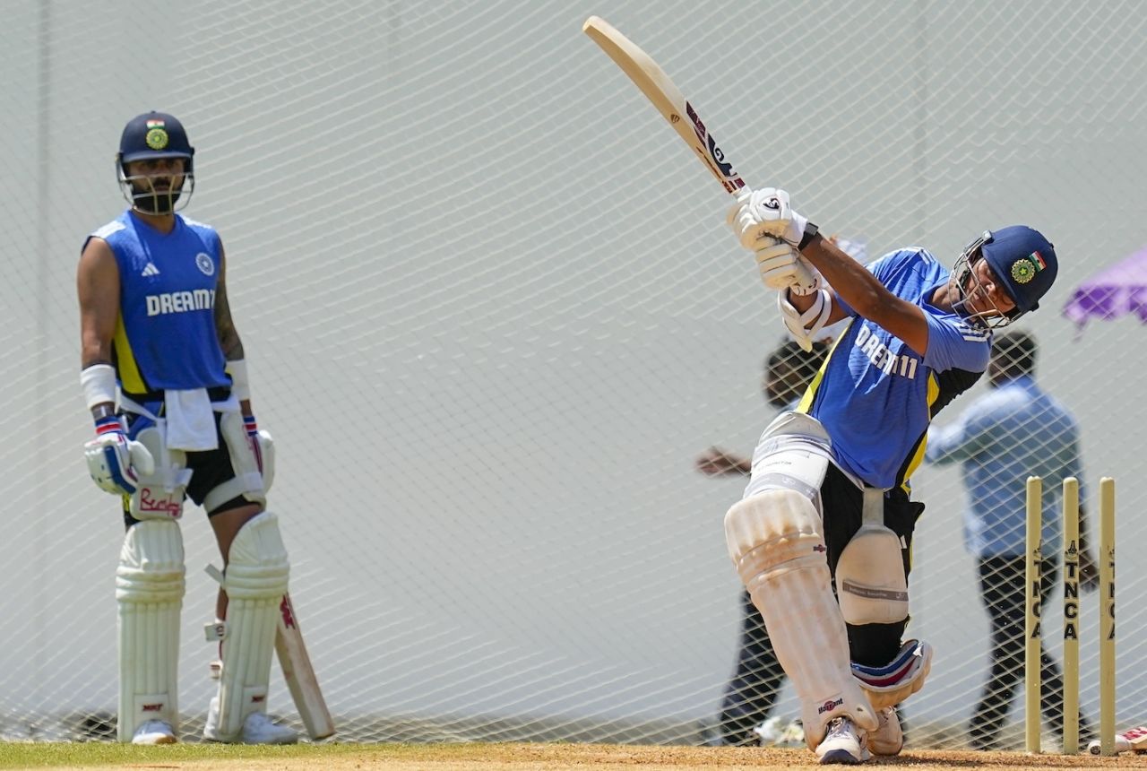 Virat Kohli watches Yashasvi Jaiswal hit out in the nets, Chennai, September 16, 2024