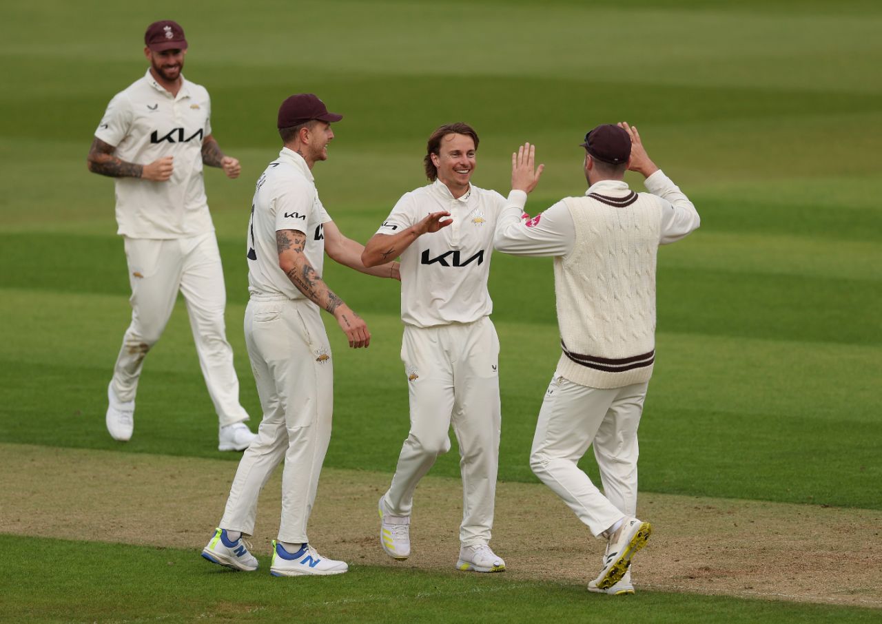 Tom Curran dismissed Emilio Gay for a duck, Surrey vs Durham, County Championship, Division One, The Oval, September 17, 2024