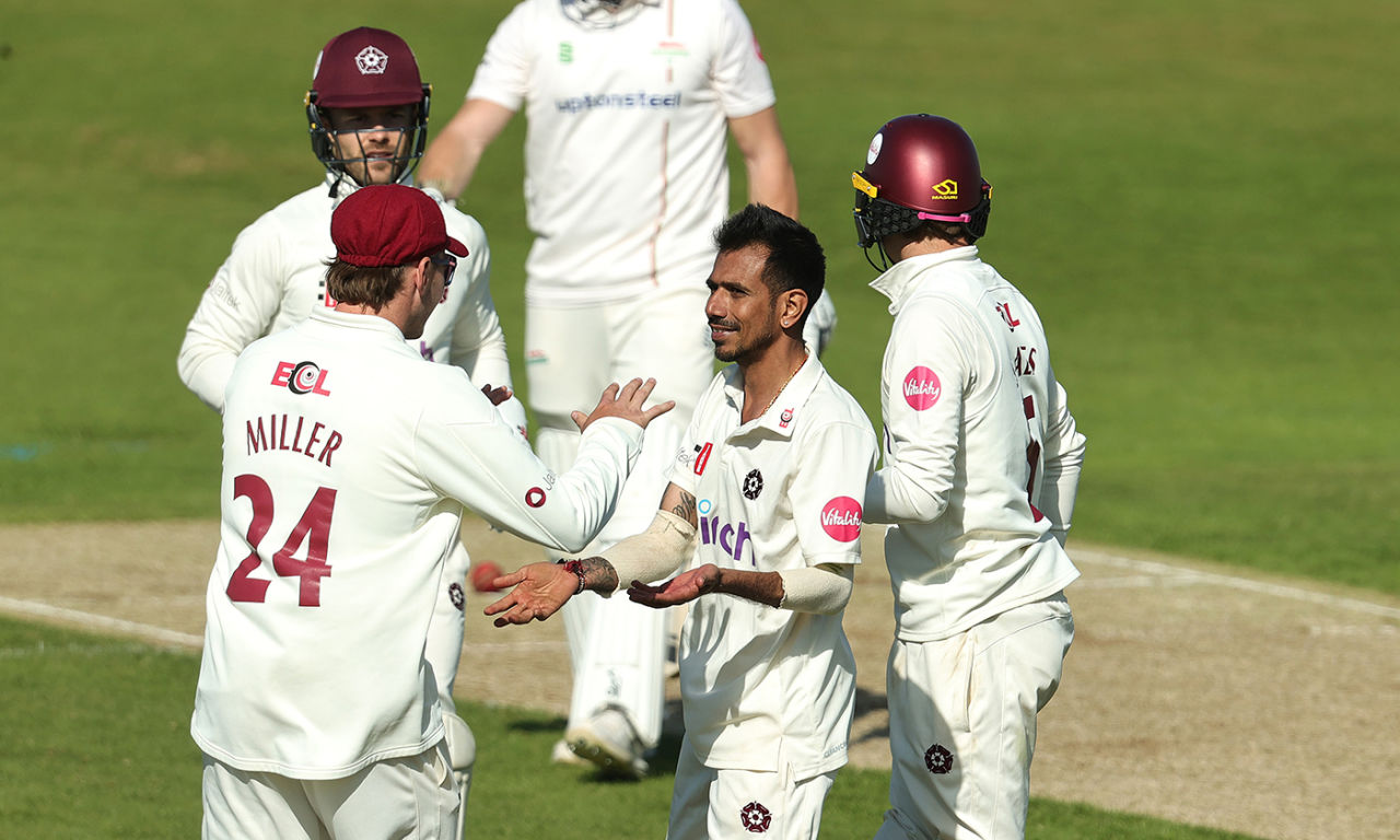 Yuzvendra Chahal claimed a four-wicket haul, Northamptonshire vs Leicestershire, County Championship, Wantage Road, September 17, 2024