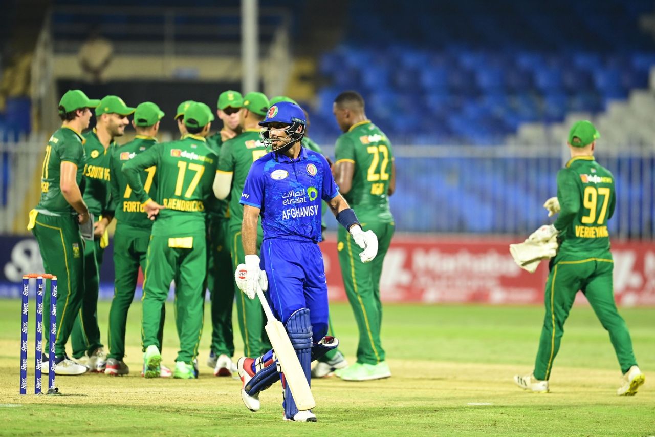 Rahmat Shah fell for 8 off 26 balls, Afghanistan vs South Africa, 1st ODI, Sharjah, September 18, 2024