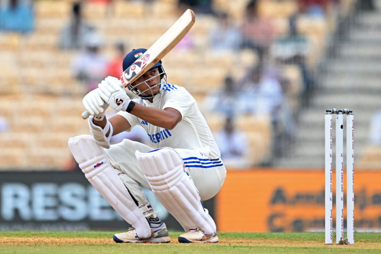 Yashasvi Jaiswal anchored India through a turbulent morning with 56 off 118, India vs Bangladesh, 1st Test, Chennai, 1st day, September 19, 2024