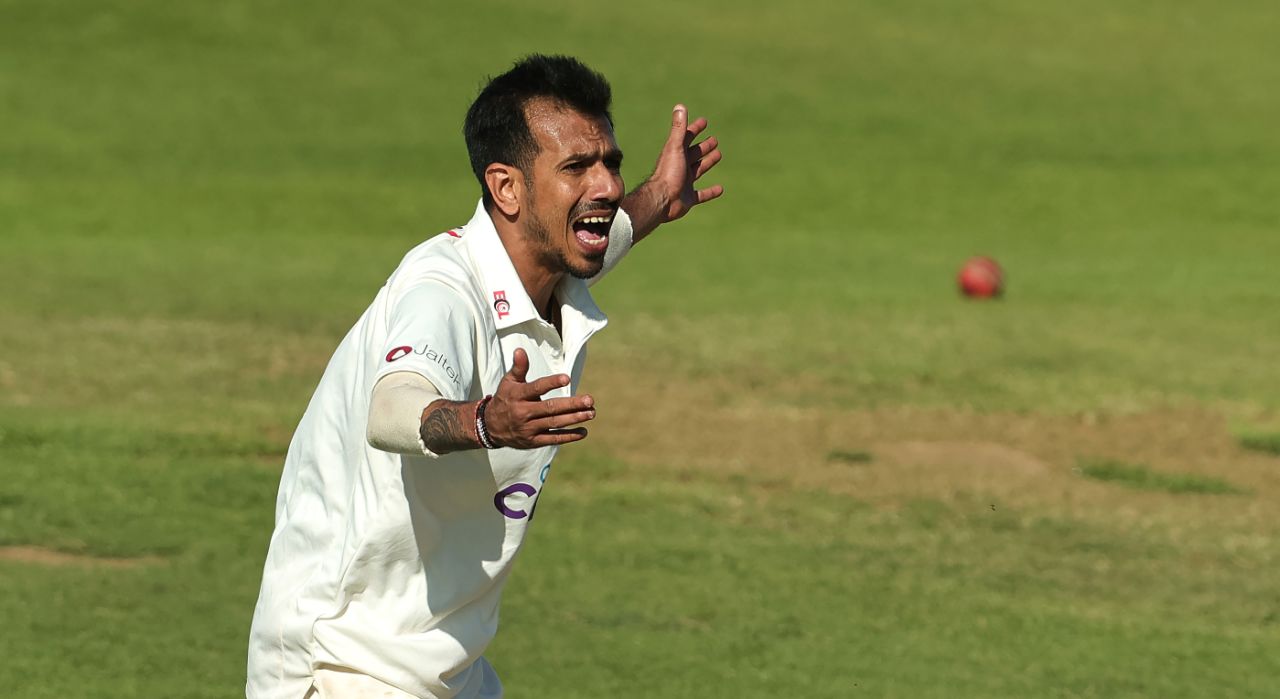 Yuzvendra Chahal appeals during his nine-wicket match haul, Northamptonshire vs Leicestershire, County Championship, Wantage Road, September 17, 2024