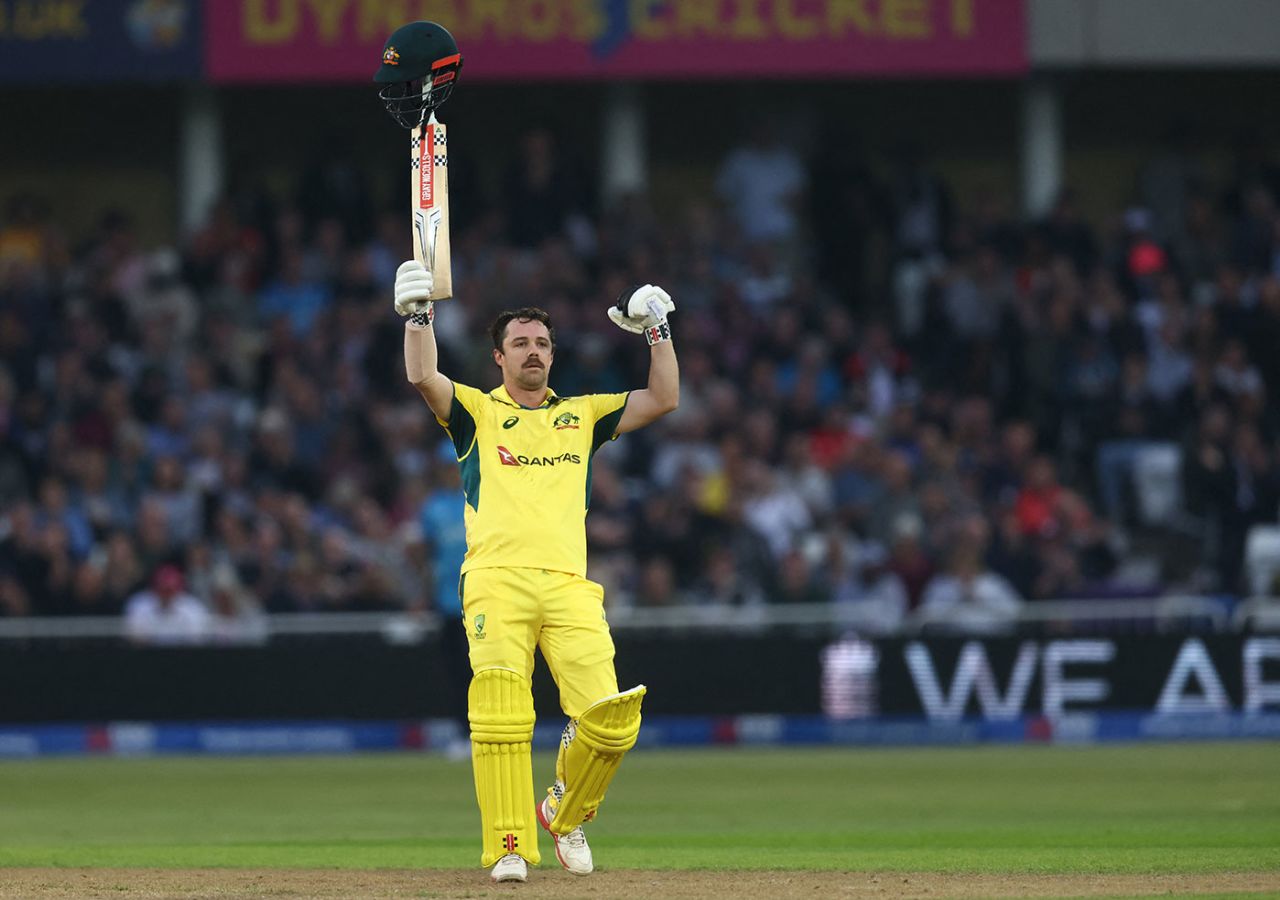 Travis Head celebrates his century, England vs Australia, 1st ODI, Trent Bridge, September 19, 2024