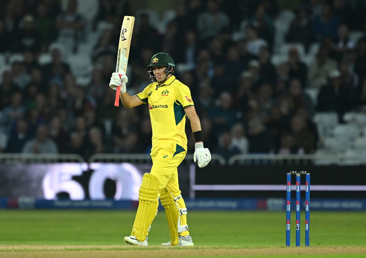 Marnus Labuschagne acknowledges his fifty, England vs Australia, 1st ODI, Trent Bridge, September 19, 2024