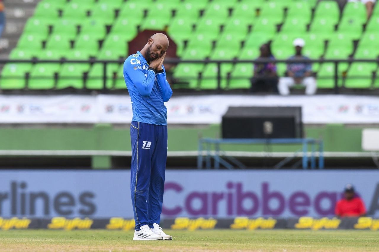 Roston Chase picked 3 for 18 from his four overs, Barbados Royals vs St Lucia Kings, CPL 2024, Providence, September 21, 2024
