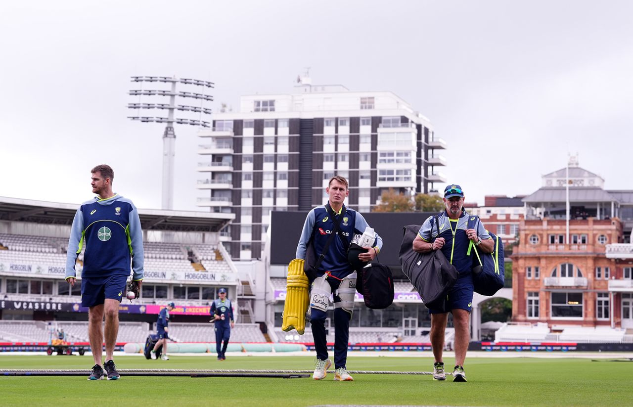 Marnus Labuschagne and Michael Di Venuto head for the nets, Lord's, September 26, 2024