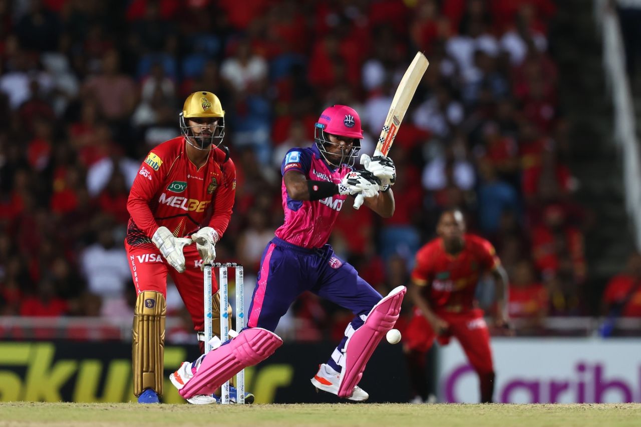 Alick Athanaze accelerated after a slow start, Trinbago Knight Riders vs Barbados Royals, CPL 2024, Tarouba, September 27, 2024