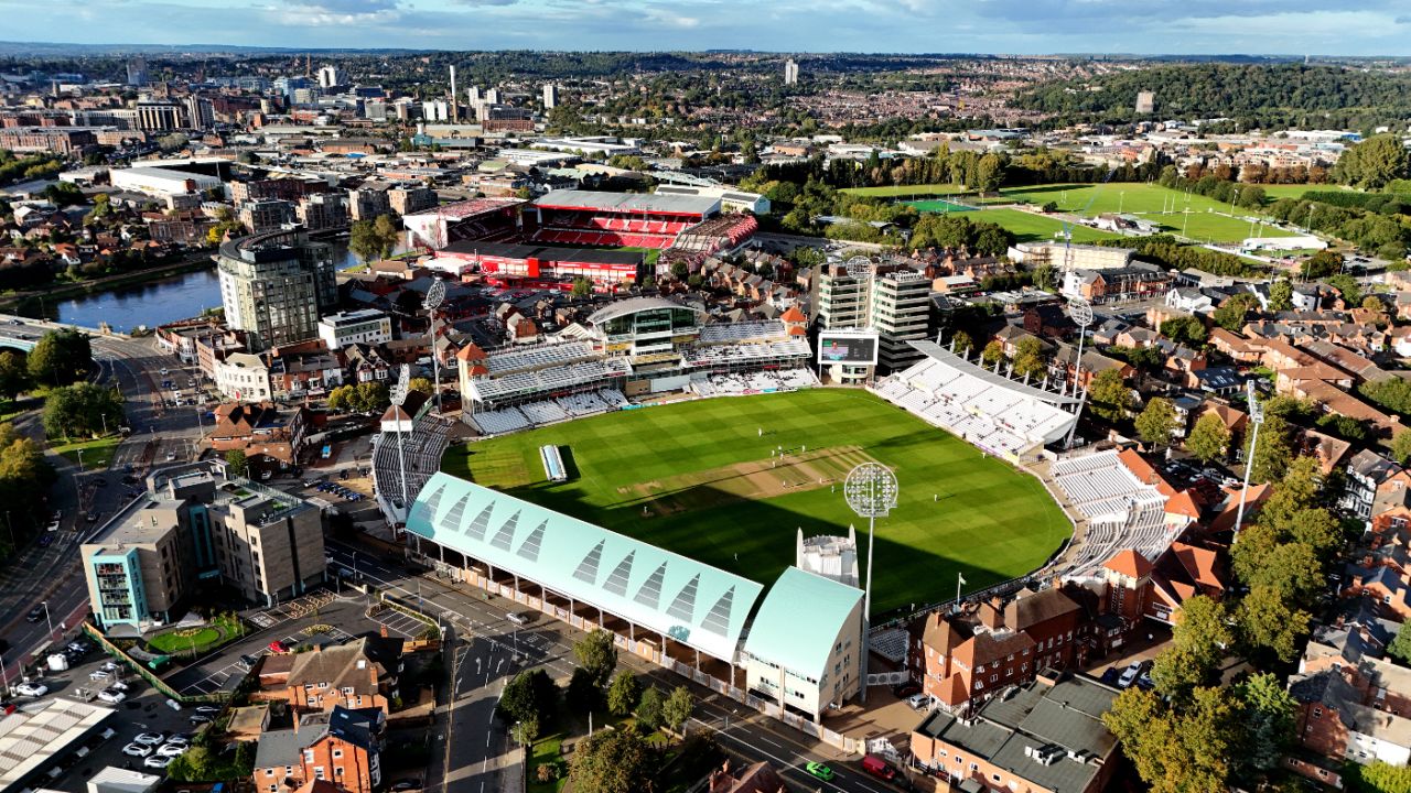 An aerial view of Trent Bridge, Nottinghamshire vs Warwickshire, County Championship, Nottingham, September 28, 2024