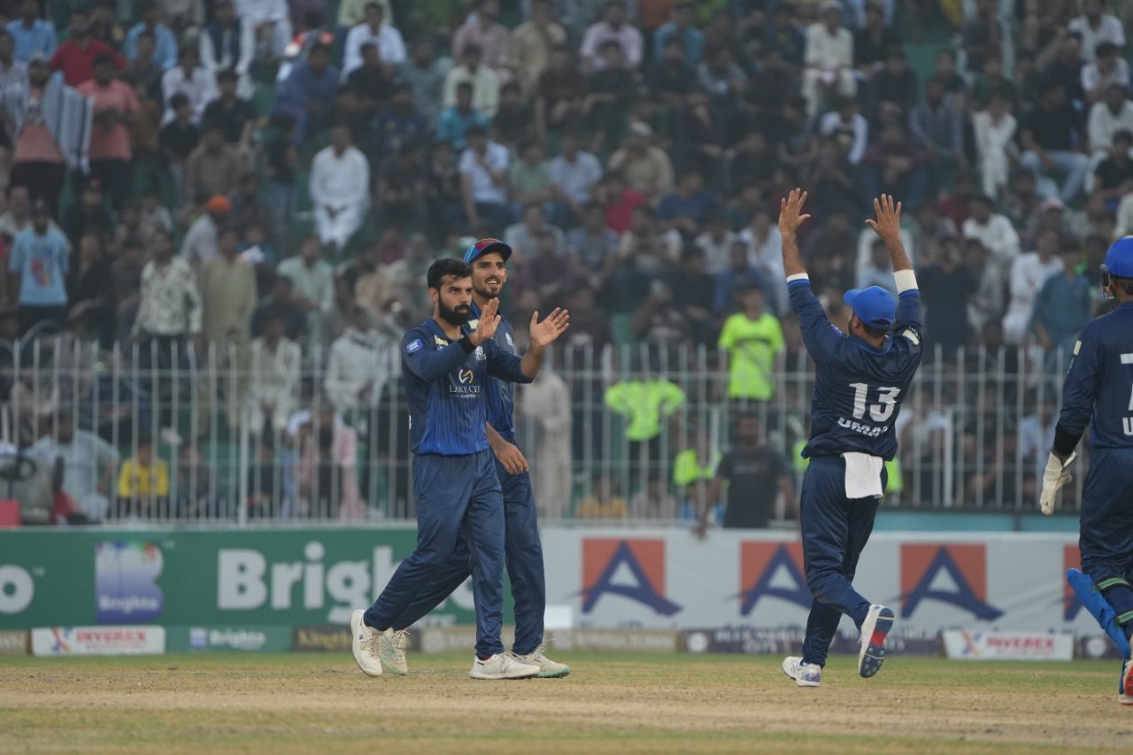 Shadab Khan celebrates a wicket, Panthers vs Markhors, Champions One-Day Cup, final, Faisalabad, September 29, 2024