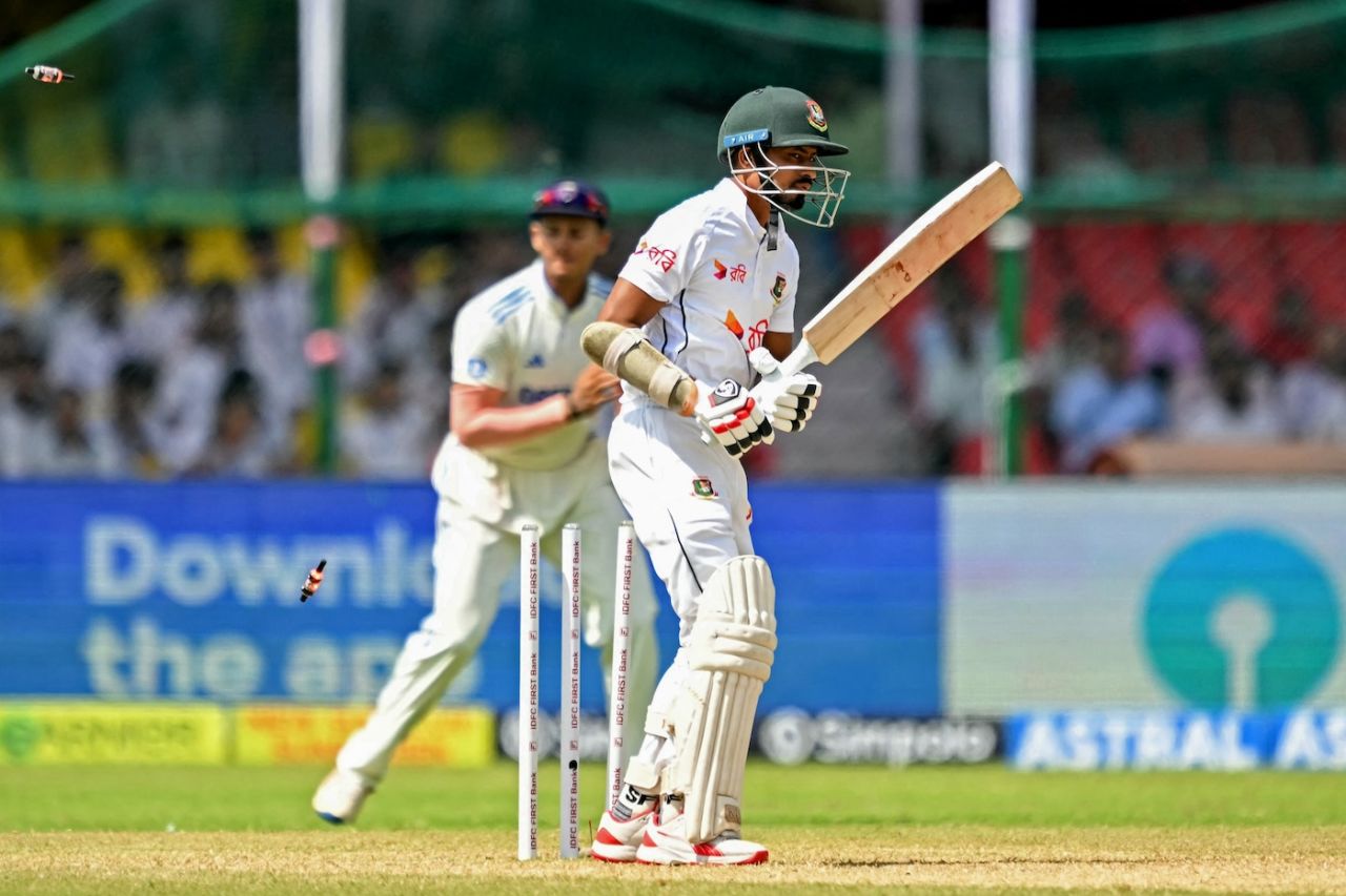 Taijul Islam had no answers for Jasprit Bumrah's pace and movement, 2nd Test, 4th day, Kanpur, September 30, 2024