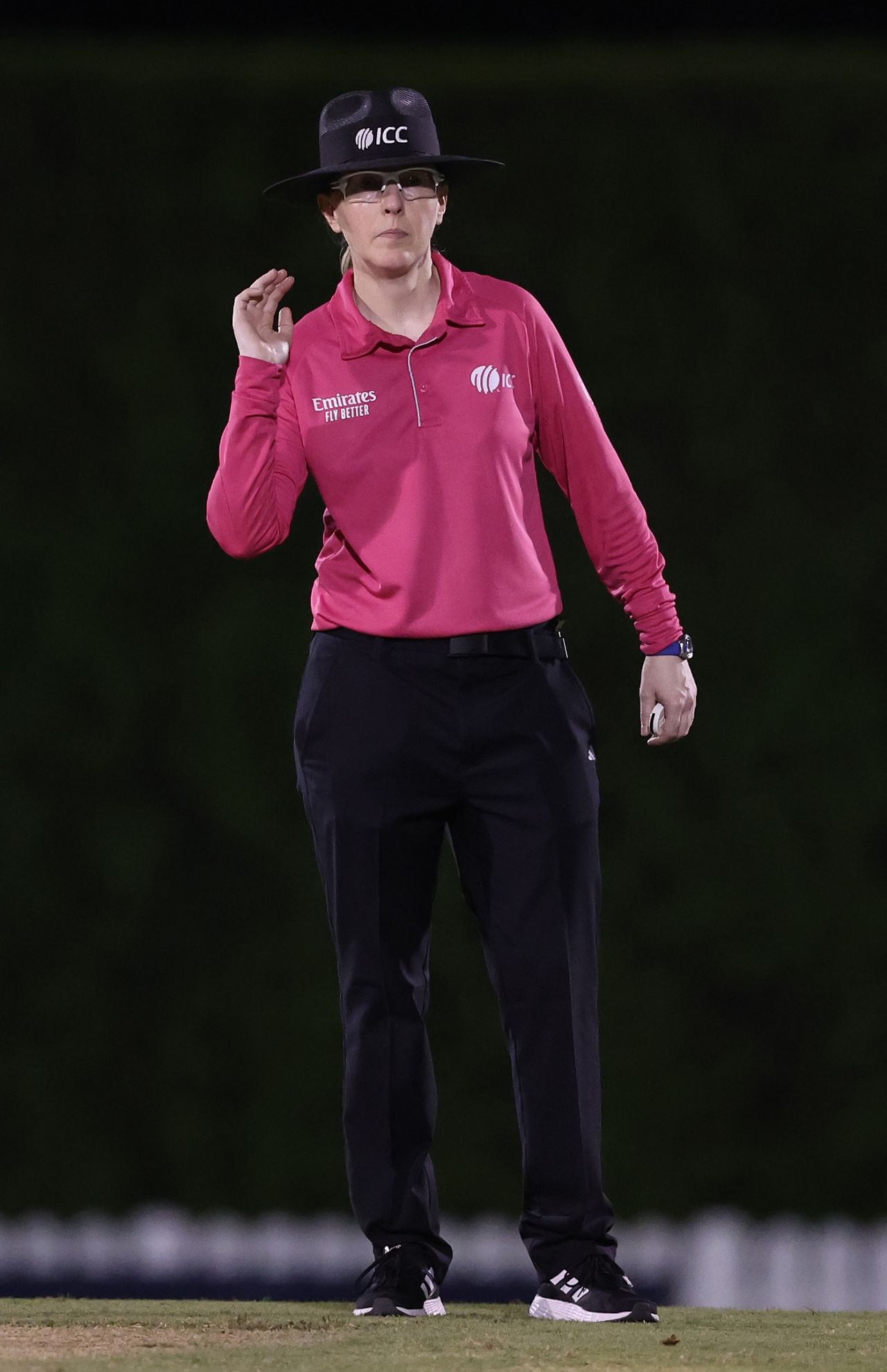 Kim Cotton officiates in a warm-up game, India vs South Africa, Women's T20 World Cup, Warm-up, Dubai, October 1, 2024