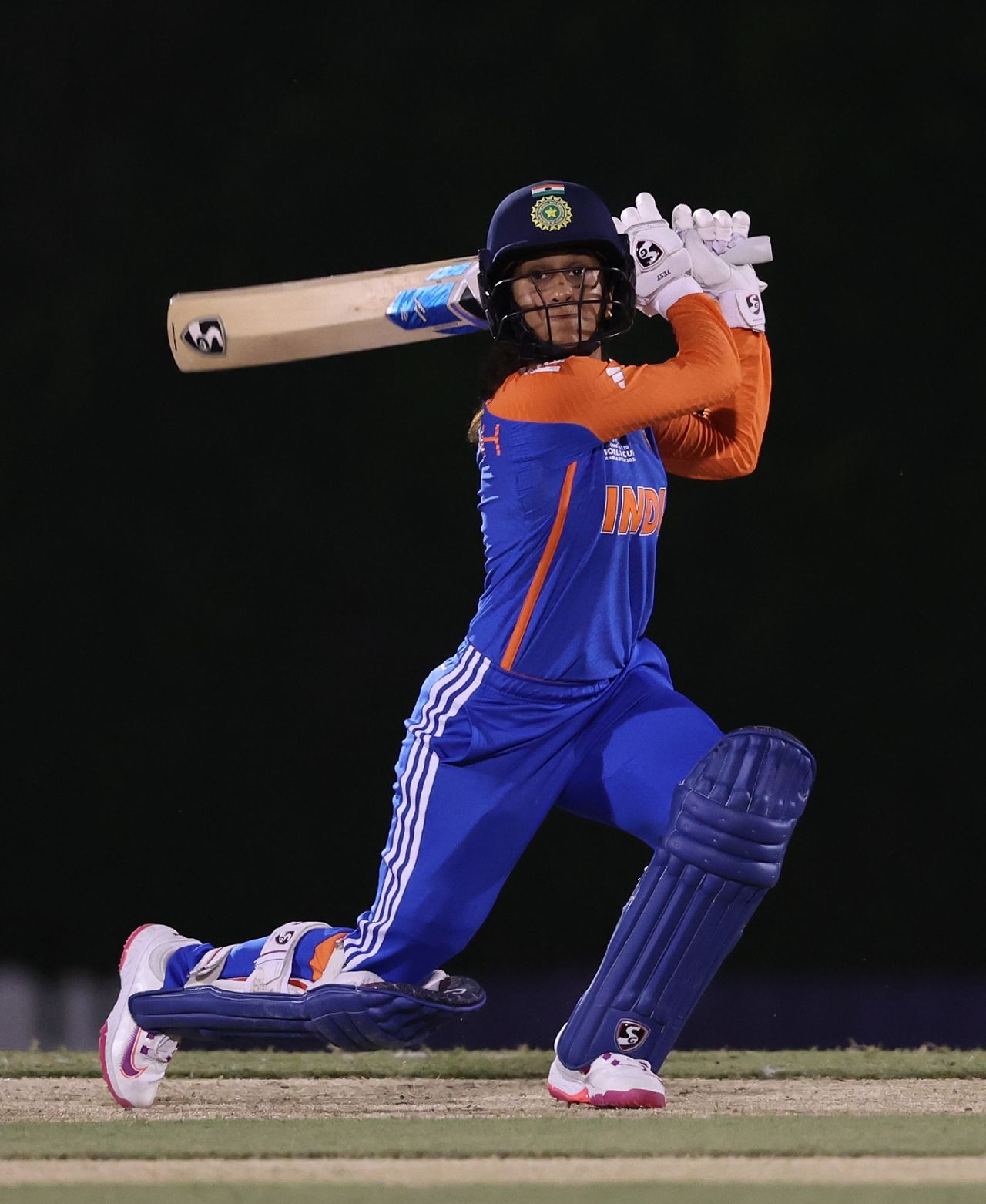 Jemimah Rodrigues lofts one over the off side, India vs South Africa, Women's T20 World Cup, Warm-up, Dubai, October 1, 2024